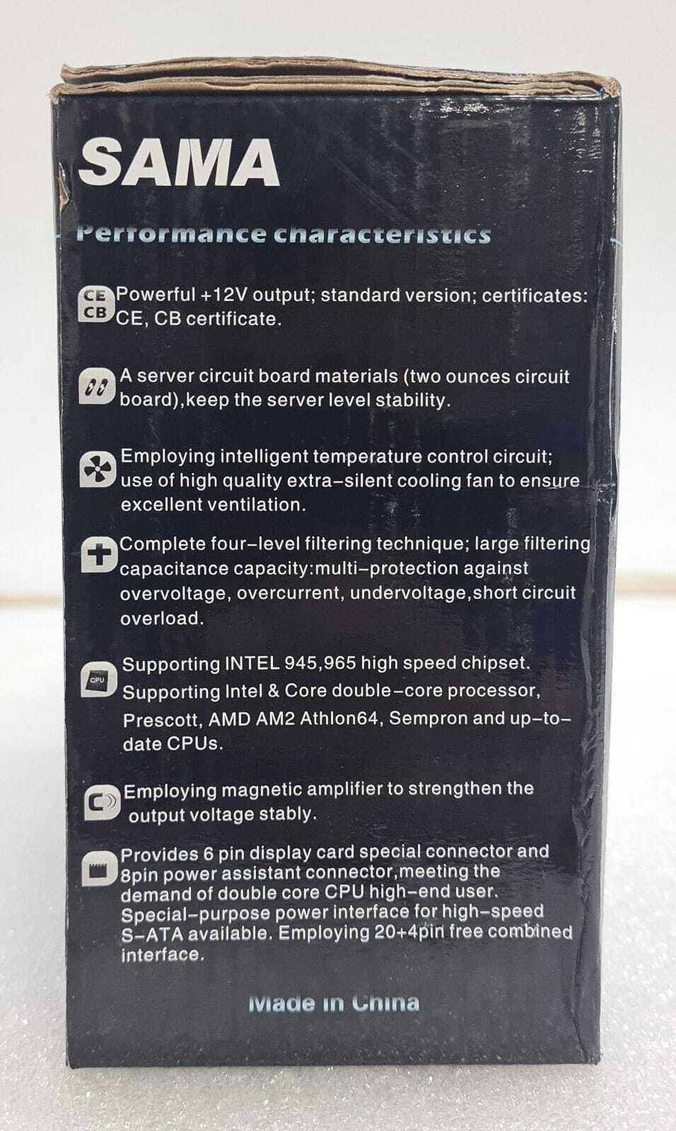 NEW - ATX SWITCHING POWER SUPPLY SAMA ATX-500W 12CM FAN