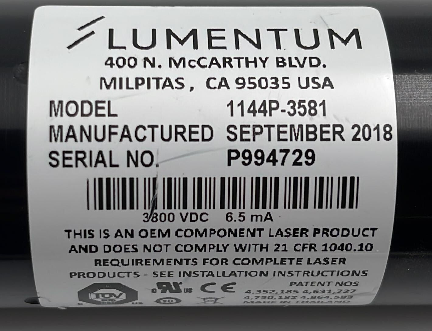 LUMENTUM 1144P-3581 HeNe Laser **AS-IS**