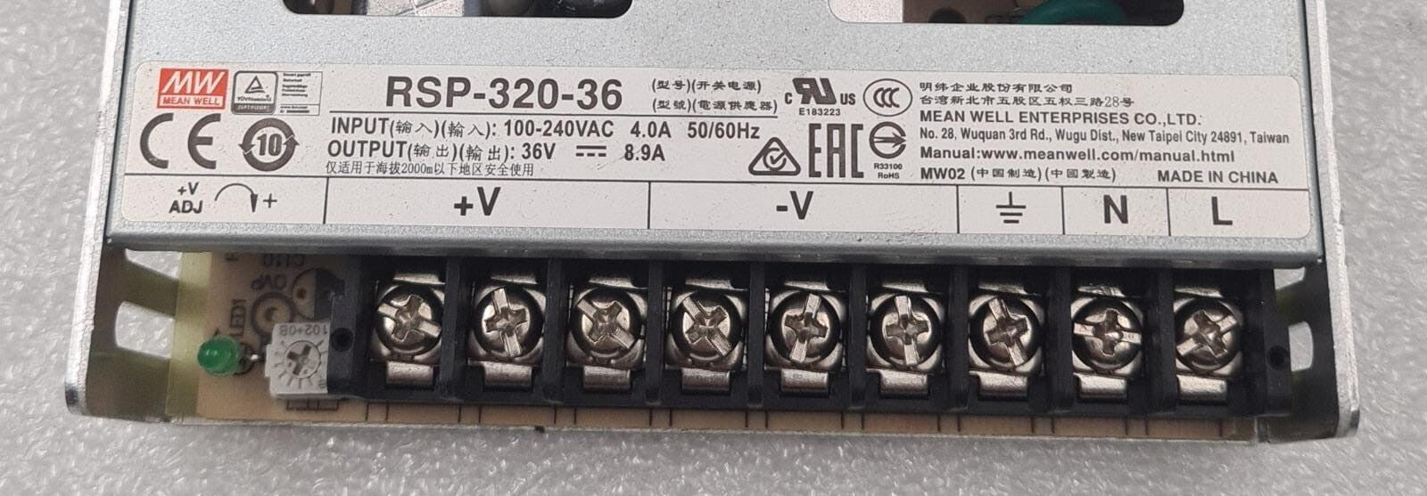Mean Well MW RSP-320-36 Switching Power Supply 100-240VAC 36V 8.9A