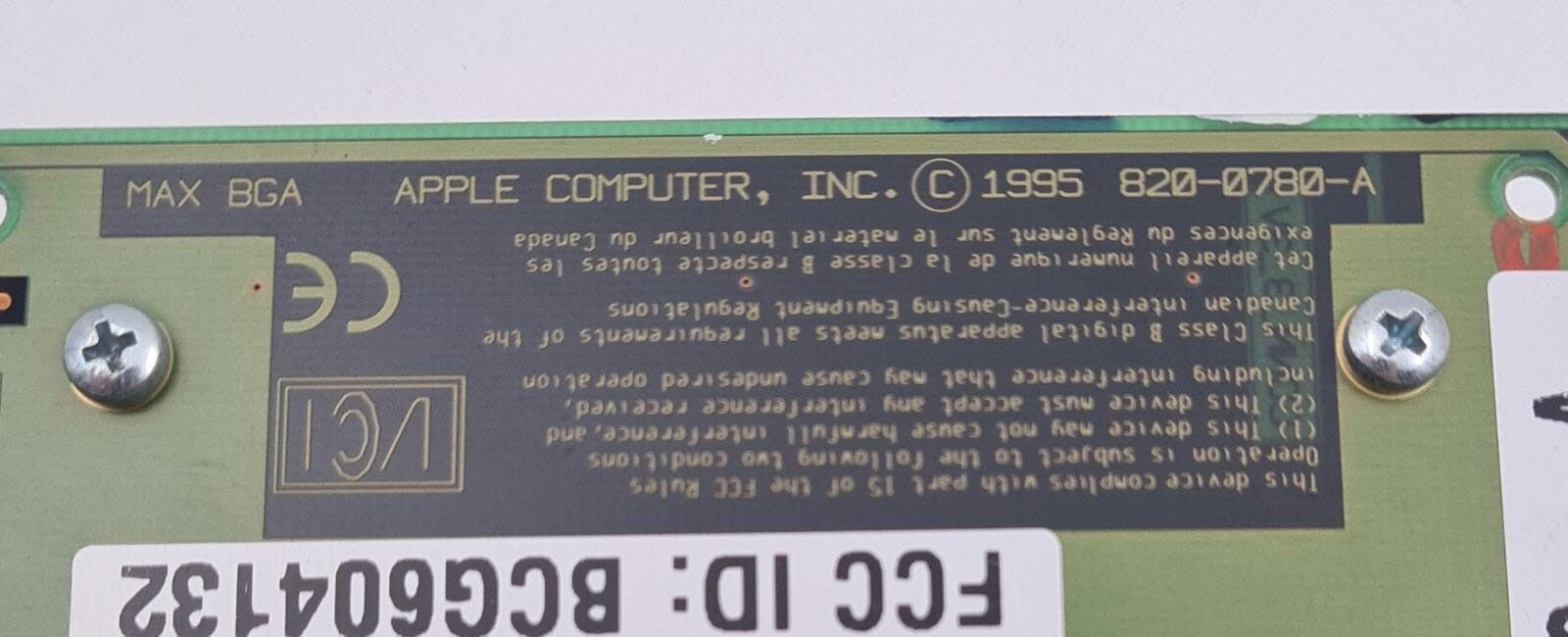 APPLE COMPUTER 820-0780-A PROCESSOR CARD 630-2270-A 54H4973