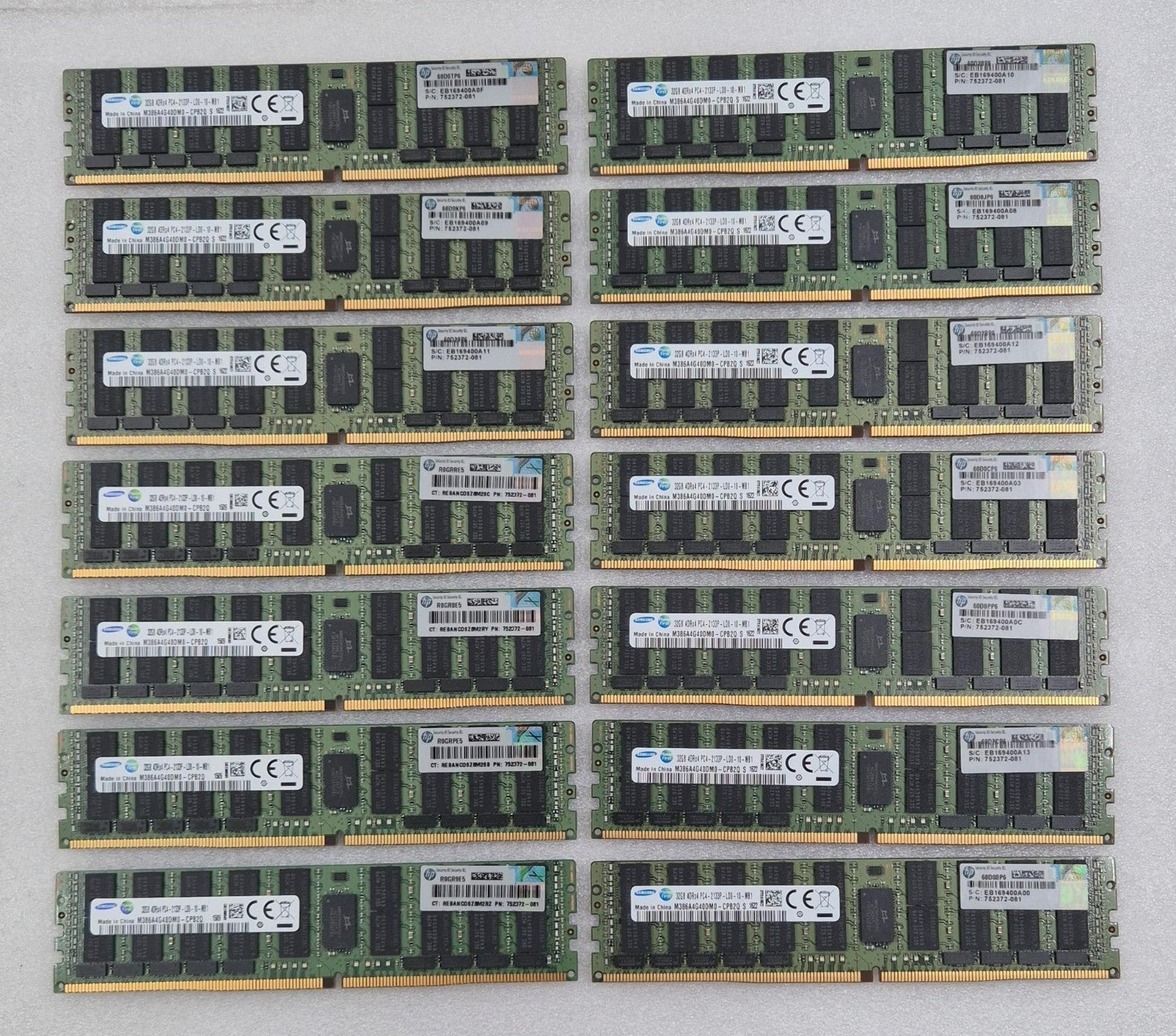 Samsung M386A4G40DM0-CPB2Q 32GB DDR4 ECC Registered server memory modules lot of 14
