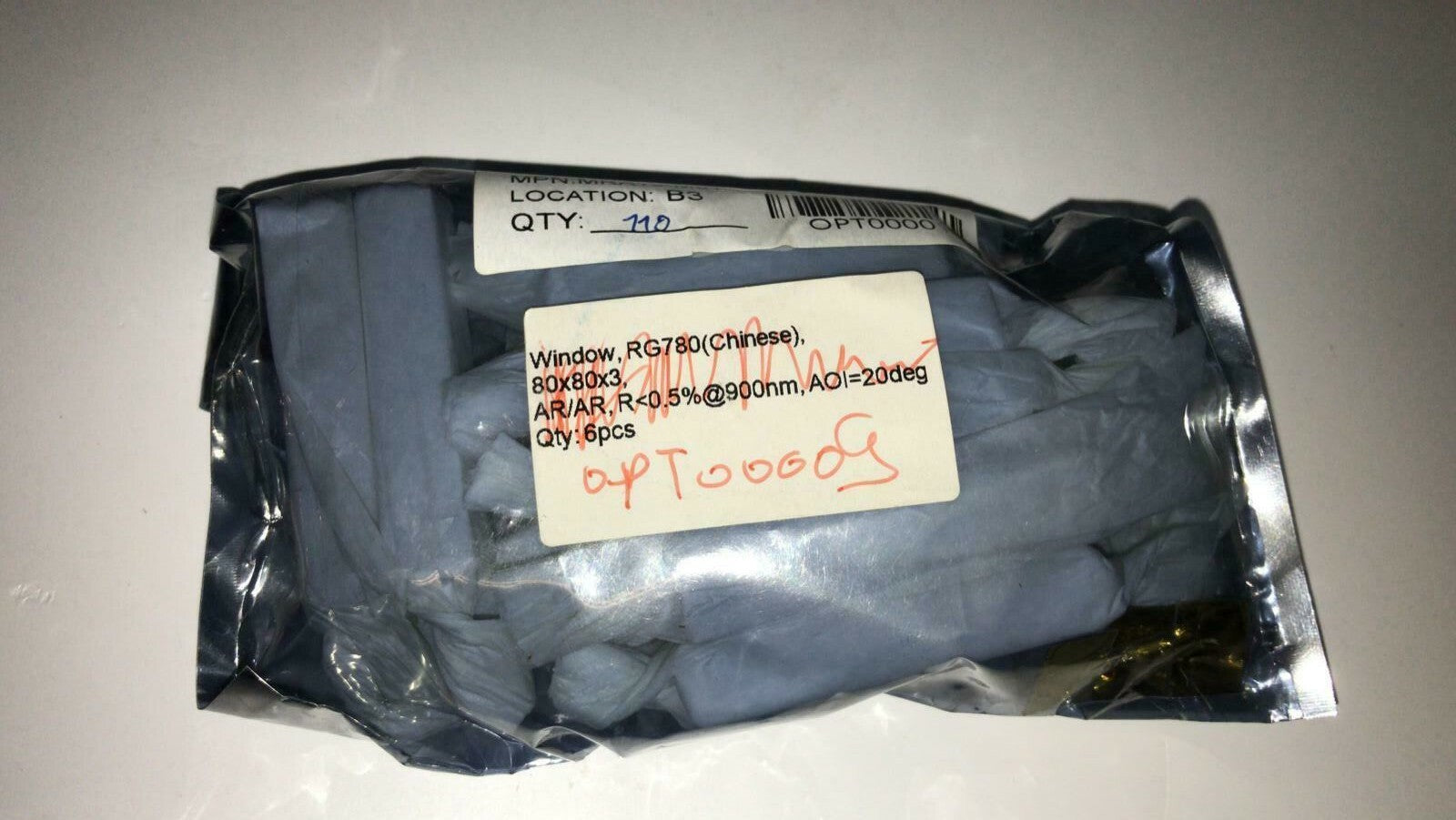 110Pc Folding Mirror Lenc 10mm Lens rg780 80x80x3 AR/AR R 0.5%@900nm AOI=20Deg