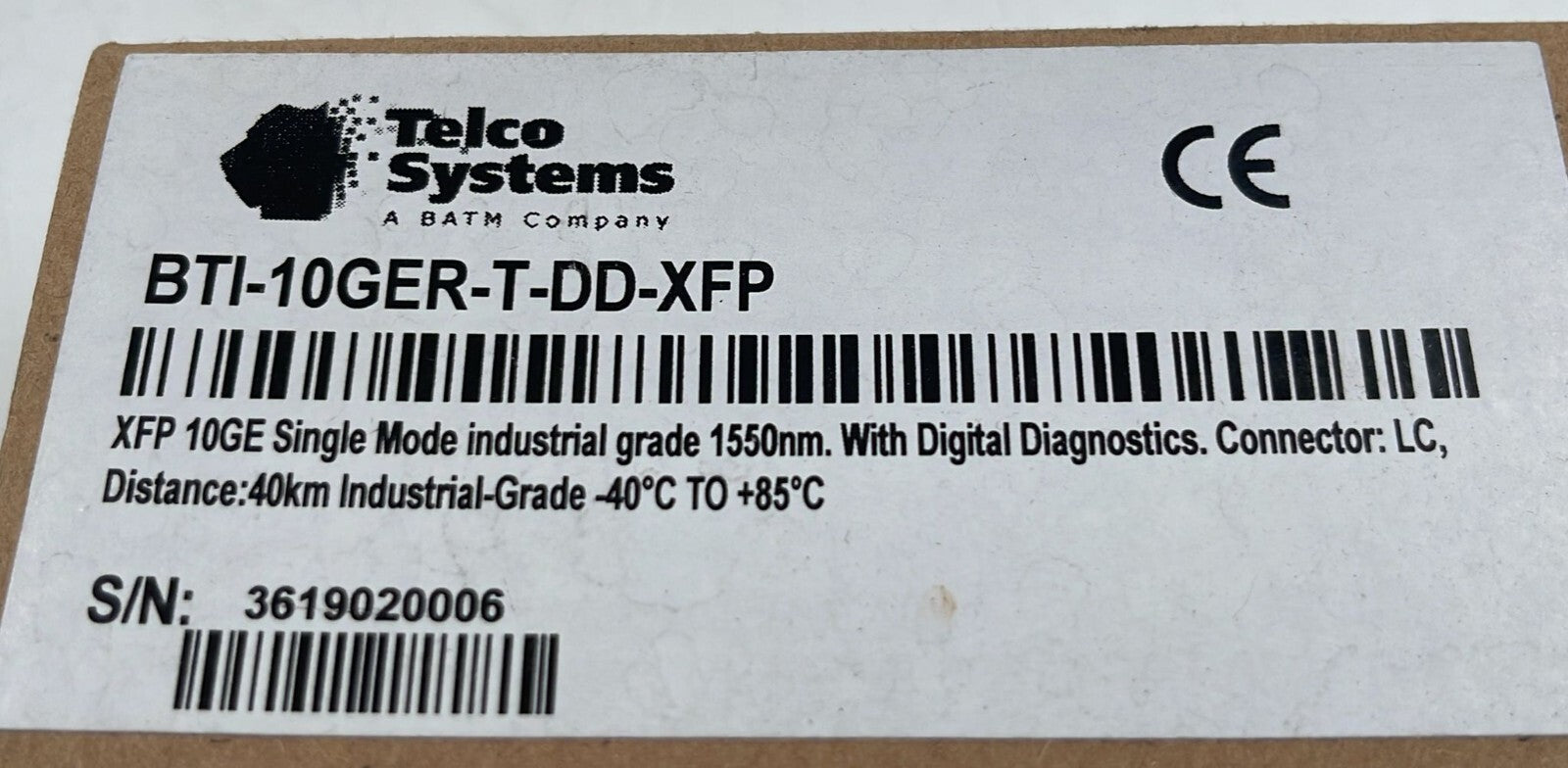 TELCO System BTI-10GER-T-DD-XFP XFP 10GE 1550nm Con-LC DISTANCE-40km