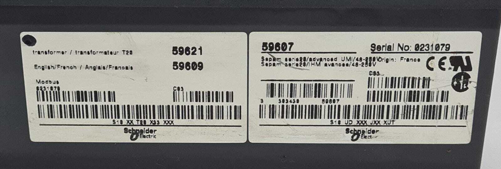SCHNEIDER MERLIN GERIN Sepam 59607 UMI S1OUD-XXX-JXX-XNT SP1S20A - FOR PARTS