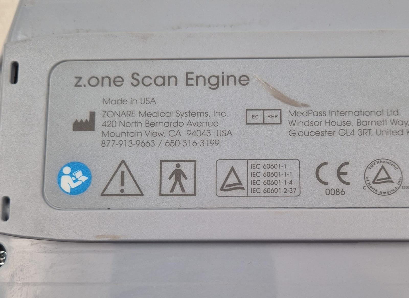 ZONARE Z.One Scan Engine 82001-20 Portable Diagnostics Ultrasound Console System