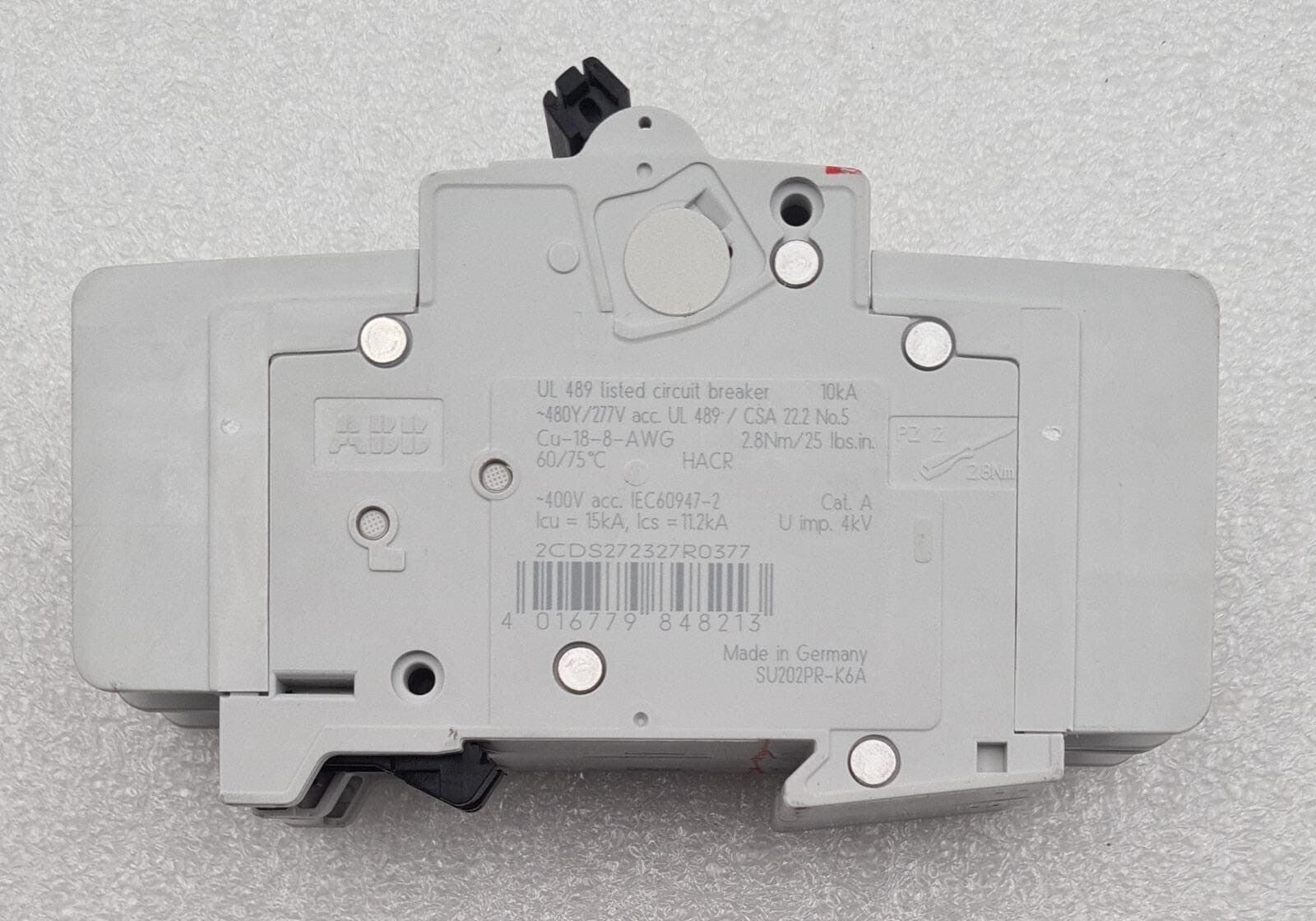 ABB SU202PR-K6A Circuit Breaker 2CDS 272 327 R0377 2X6A