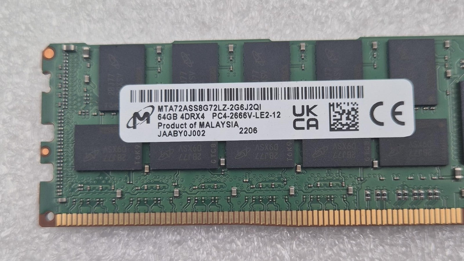 Micron 64GB 4DRX4 PC4-2666V MTA72ASS8G72LZ-2G6J2QI Server Memory RAM