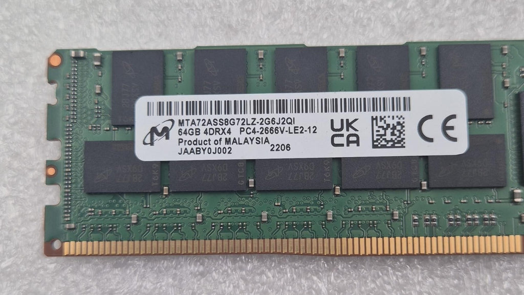 Micron 64GB 4DRX4 PC4-2666V MTA72ASS8G72LZ-2G6J2QI Server Memory RAM