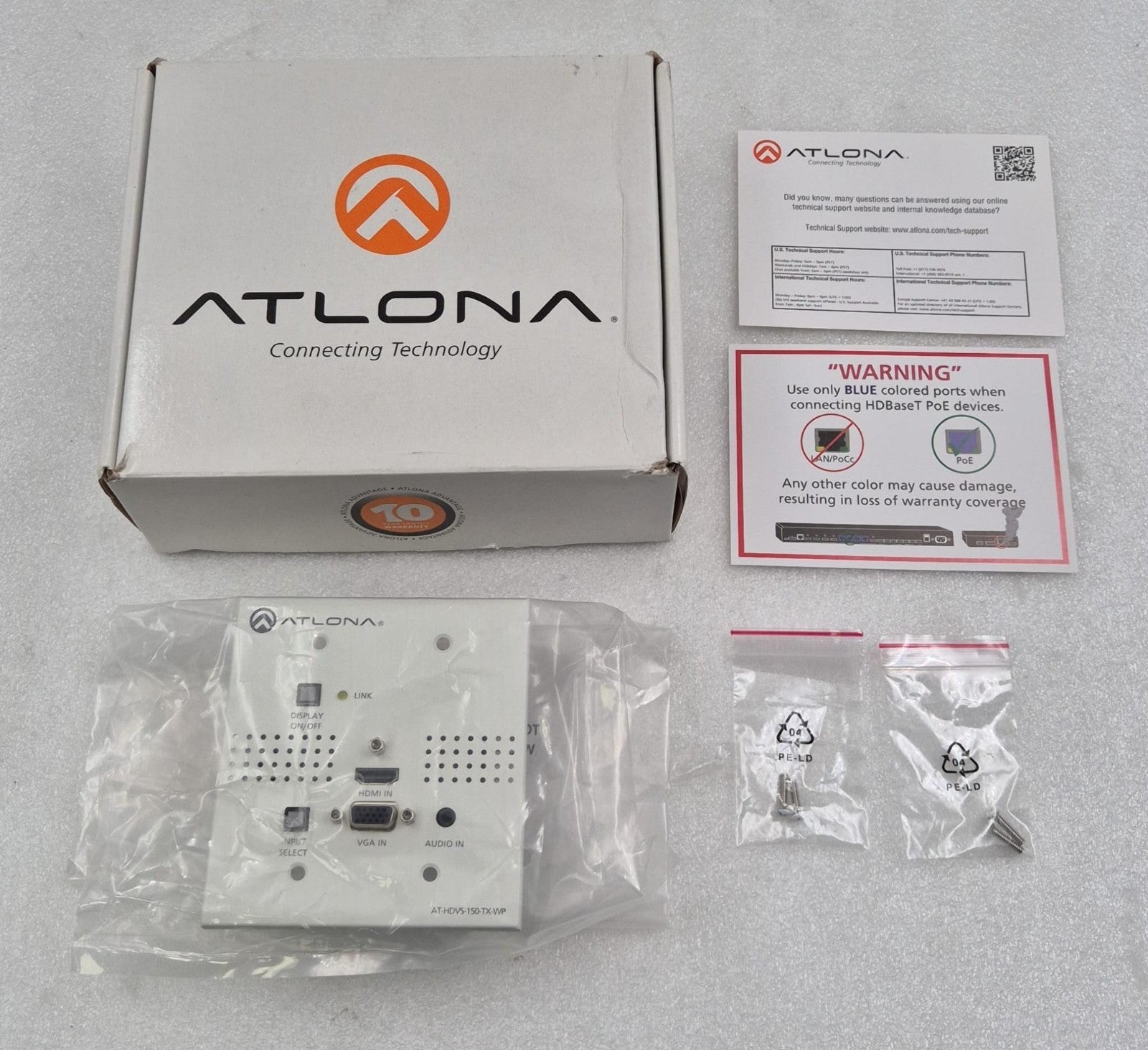NEW - ATLONA AT-HDVS-150-TX-WP HDMI/VGA to HDBaseT Wall Plate Switcher