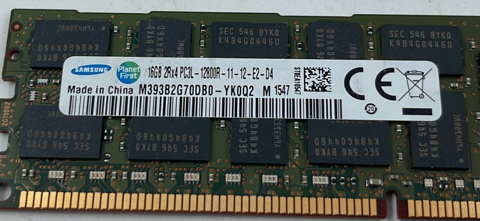 [LOT OF 2] SAMSUNG 16GB 2Rx4 PC3L-12800R M393B2G70DB0-YK0Q2 Memory RAM