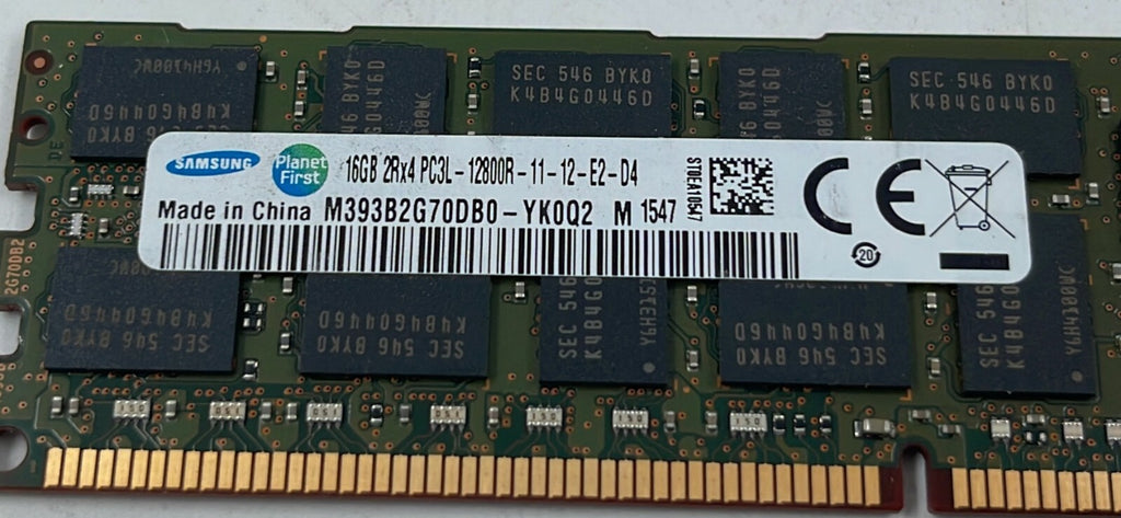 [LOT OF 2] SAMSUNG 16GB 2Rx4 PC3L-12800R M393B2G70DB0-YK0Q2 Memory RAM