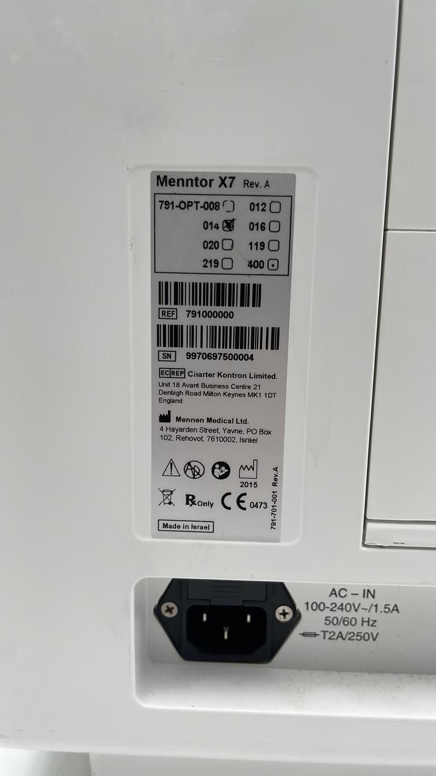 NEW - Mennen Medical Menntor X7 791-OPT-014 W/ MX57 Patient Monitor