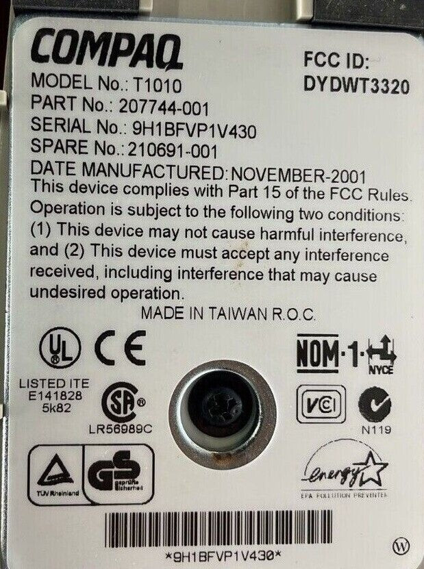 COMPAQ T1010 THIN CLIENT TERMINAL SERVER WINDOWS Based 207744-001
