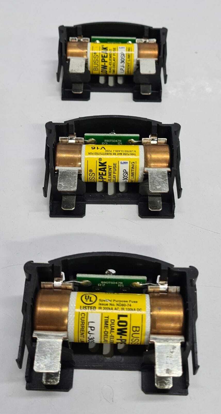[LOT OF 3] COOPER BUSSMANN JTN60030 Fuse Holder W/ BUSS LPJ-30SP Fuses