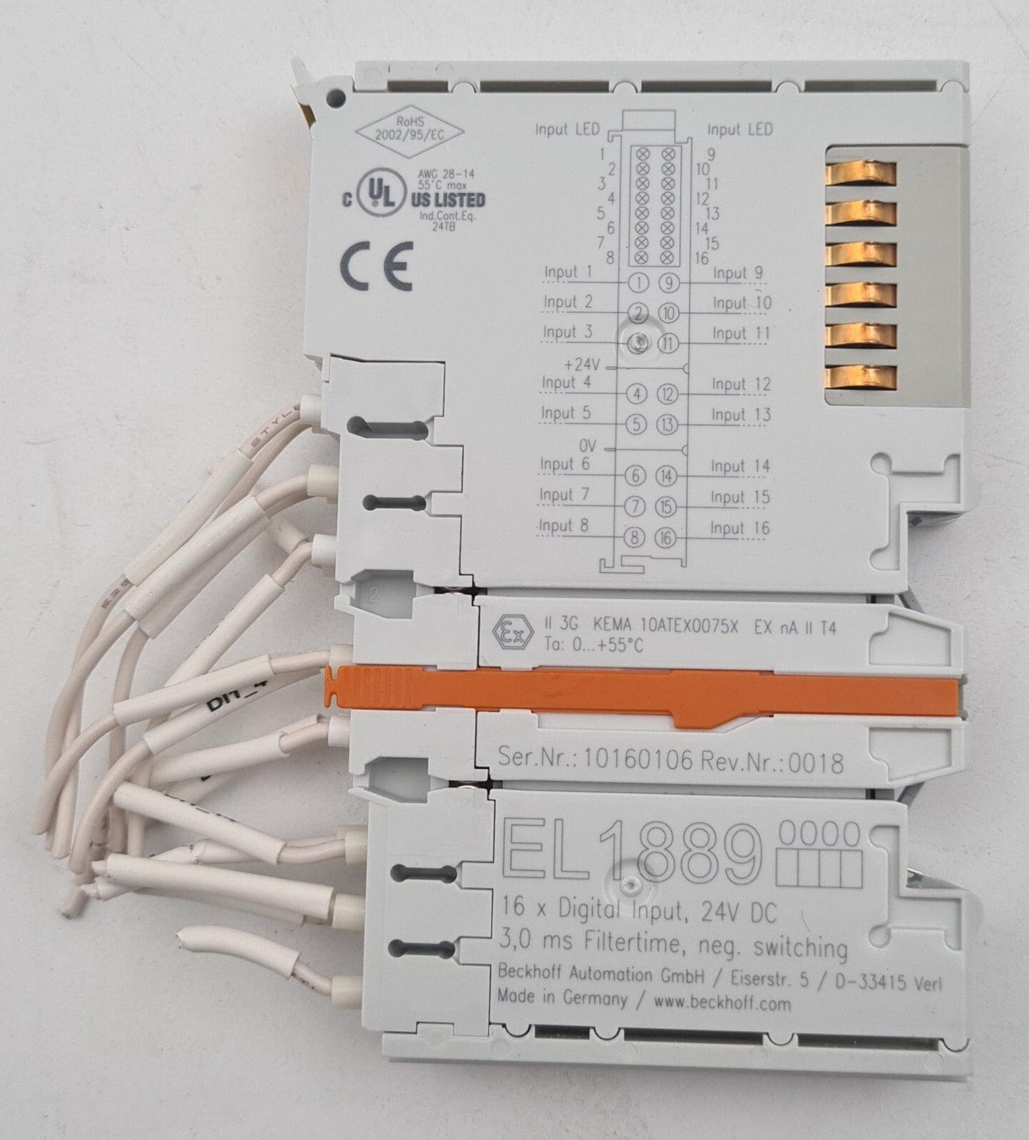 BECKHOFF EL1889 PLC Module EtherCAT Terminal 16-Ch Digital Input 24 VDC