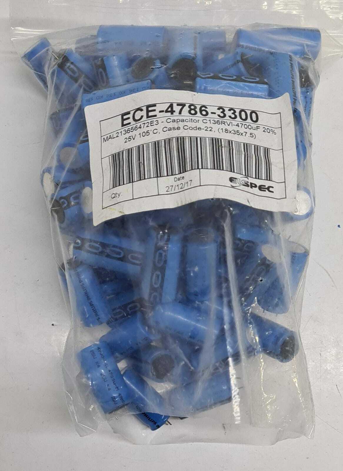 [LOT OF 97] NEW - PHILIPS C136RVI 4700uF 20% 25V 105 C K4 KO 136 Capacitor