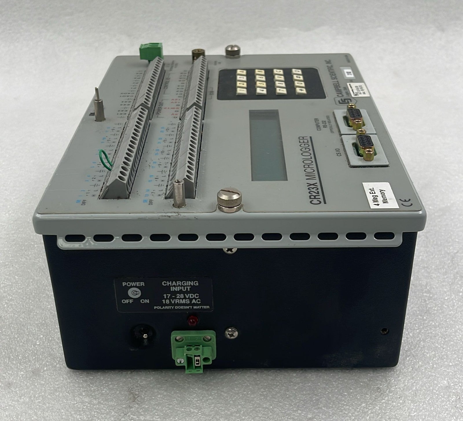 Campbell Scientific CR23X side and rear terminal view