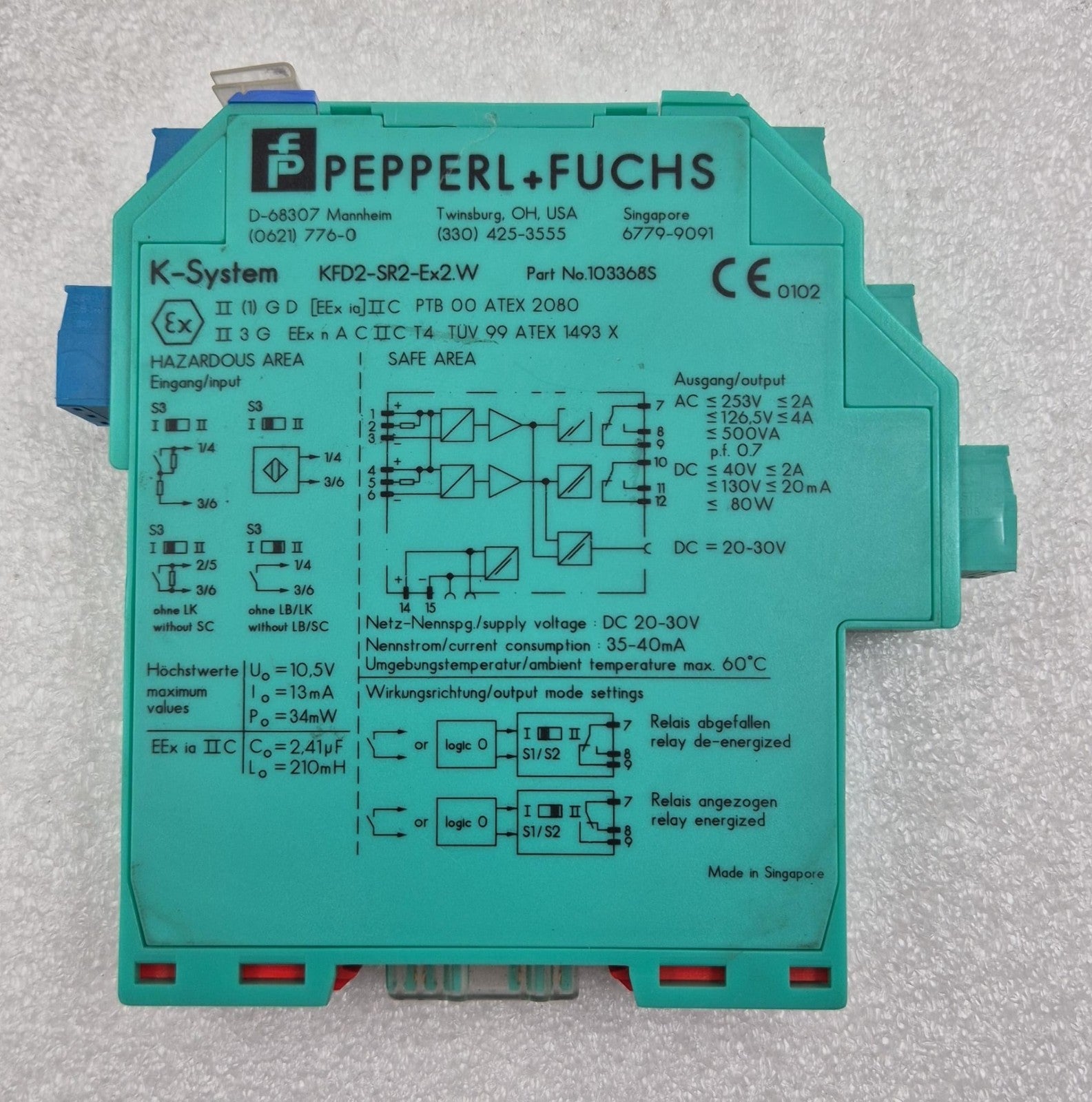 [LOT 7 PCS] PEPPERL+FUCHS K-System KFD2-SR2-Ex2.W 103368S Switch Amplifier