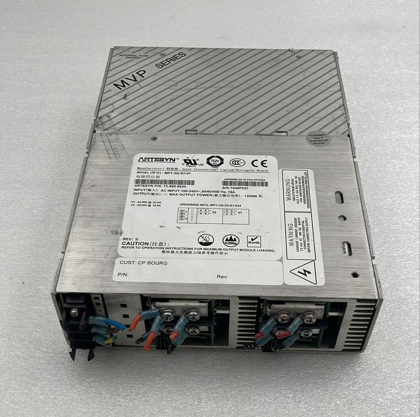 ARTESYN MVP MP1-3Q-3U-01 Modular Power Supply 73-690-6034