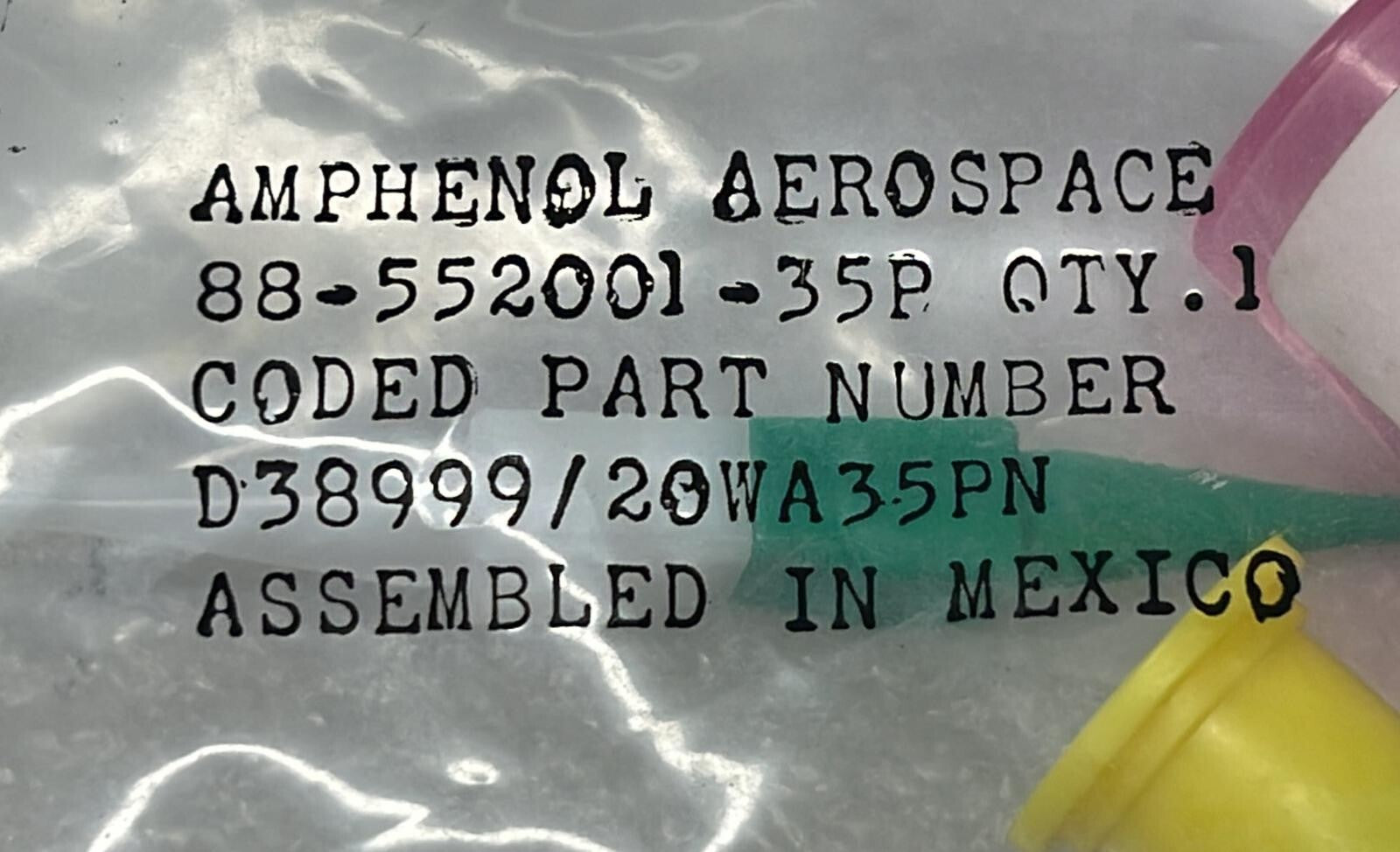 [LOT OF 4] NEW Sealed - Amphenol  D38999/20WA35PN Circular Mil Spec Connector