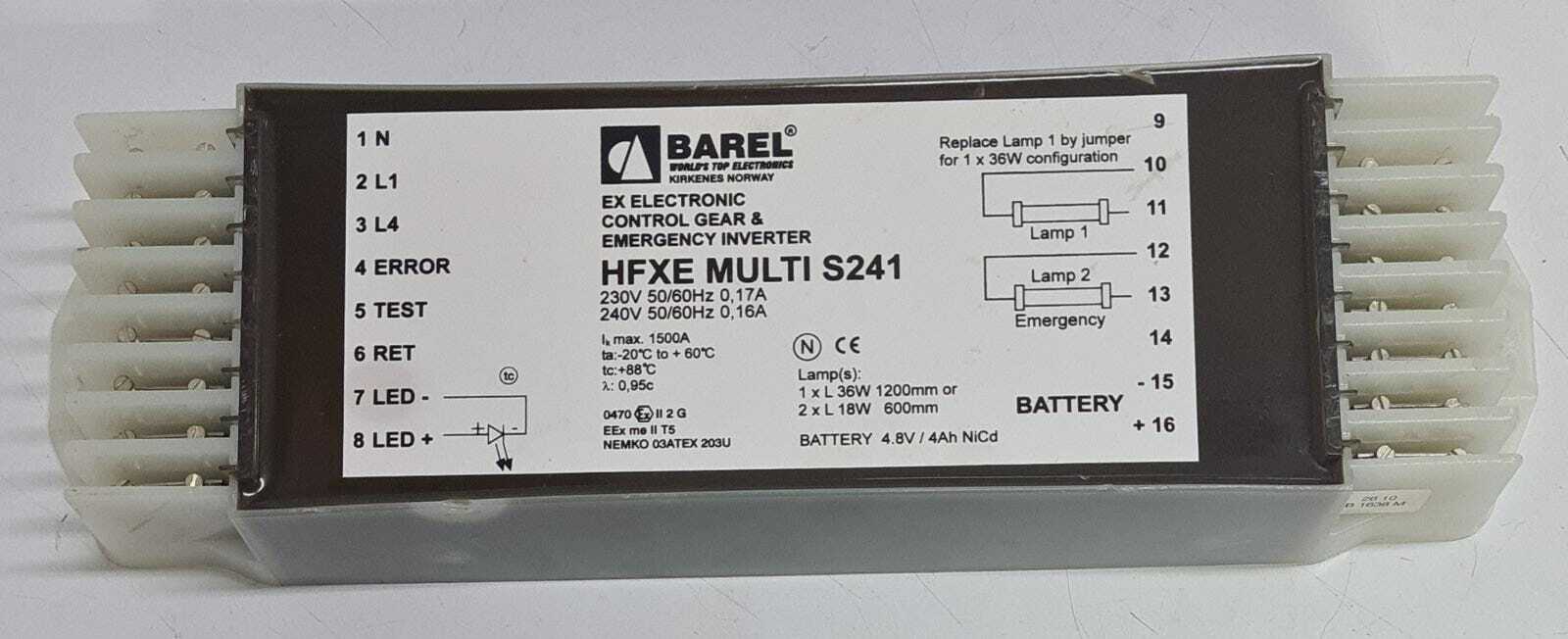 BAREL HFXE MULTI S241 EX ELECTRONIC CONTROL GEAR & EMERGENCY INVERTER