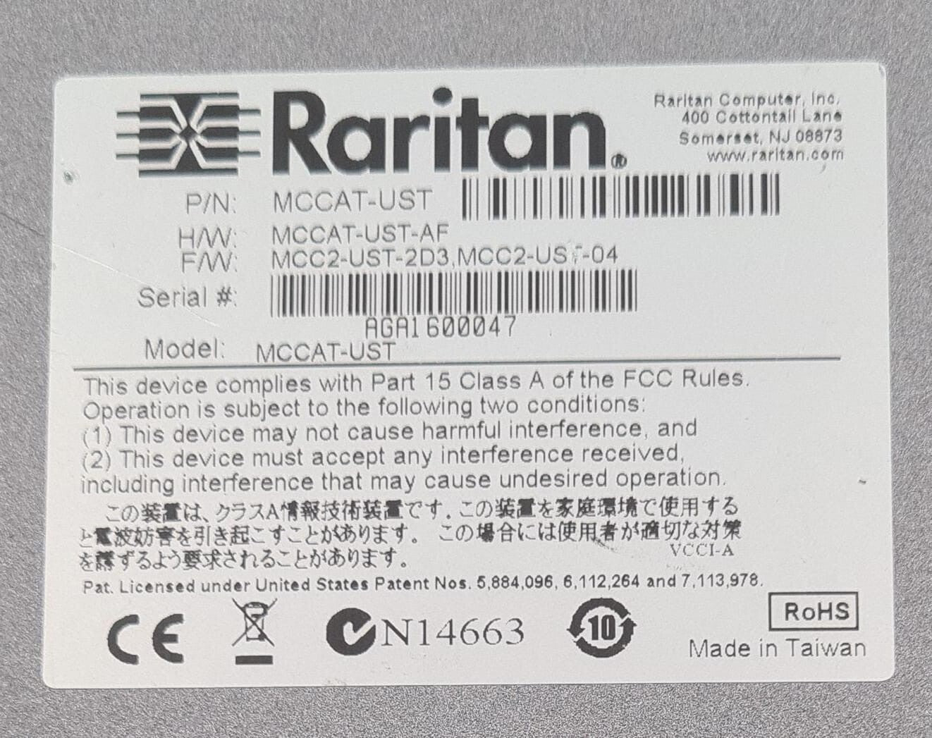 Raritan MCCAT-UST MasterConsole CAT User Station for 2nd User Extension