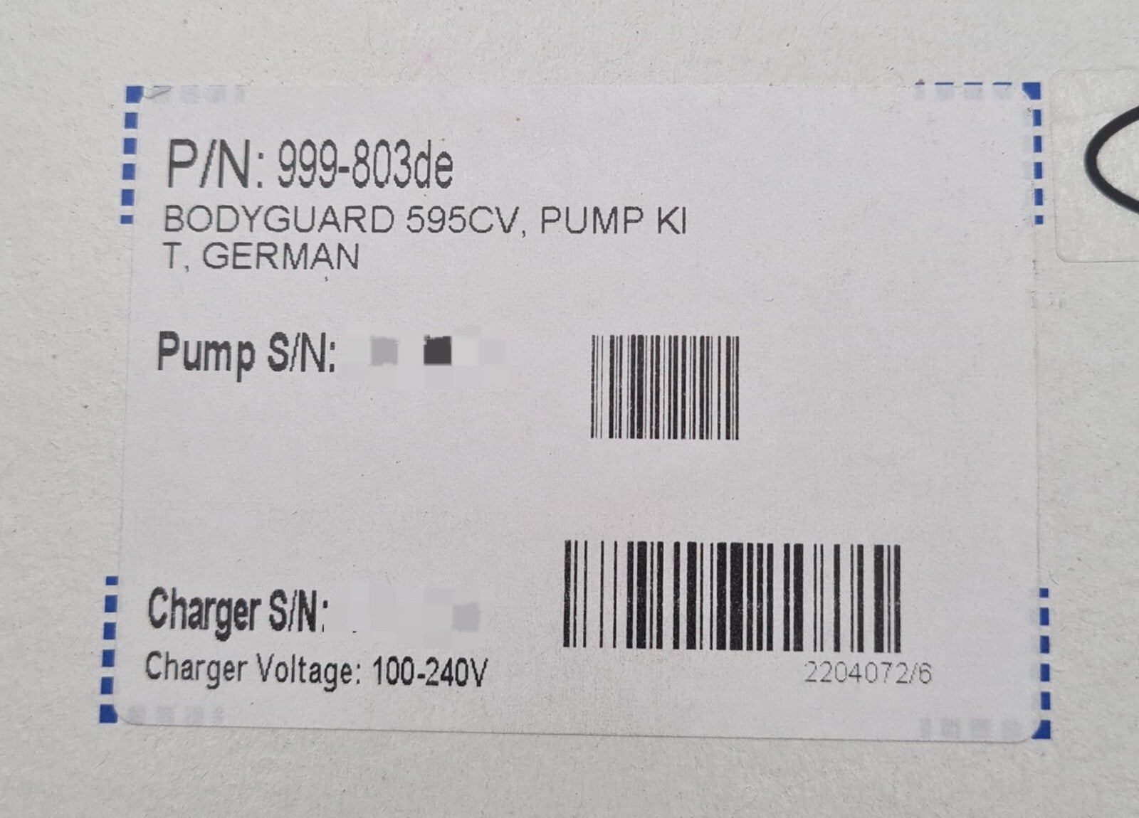 **AS-IS** MedNet CME Caesarea BodyGuard 595 999-803de Infusion PUMP CHARGER KIT