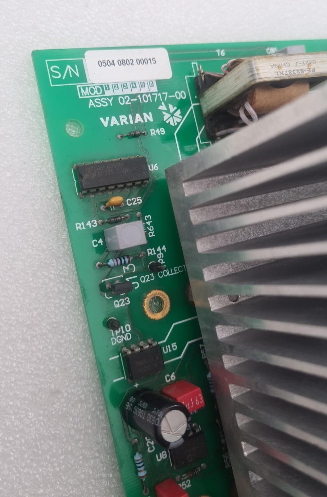 Varian Board ASSY 02-101717-00 50-101717-02 W/ Heat Sink Cooler