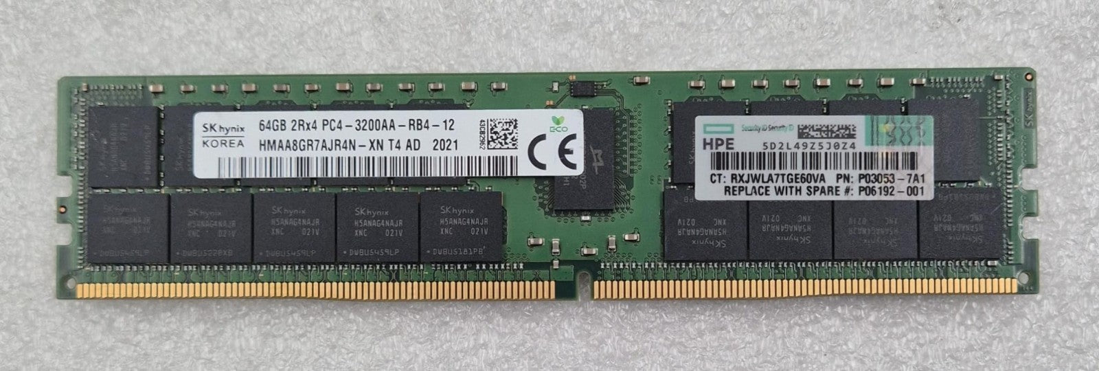 SK Hynix 64GB 2Rx4 PC4-3200AA HMAA8GR7AJR4N-XN Server Memory RAM HPE P03053-7A1