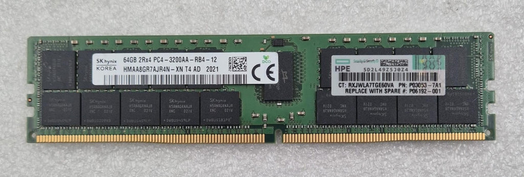 SK Hynix 64GB 2Rx4 PC4-3200AA HMAA8GR7AJR4N-XN Server Memory RAM HPE P03053-7A1