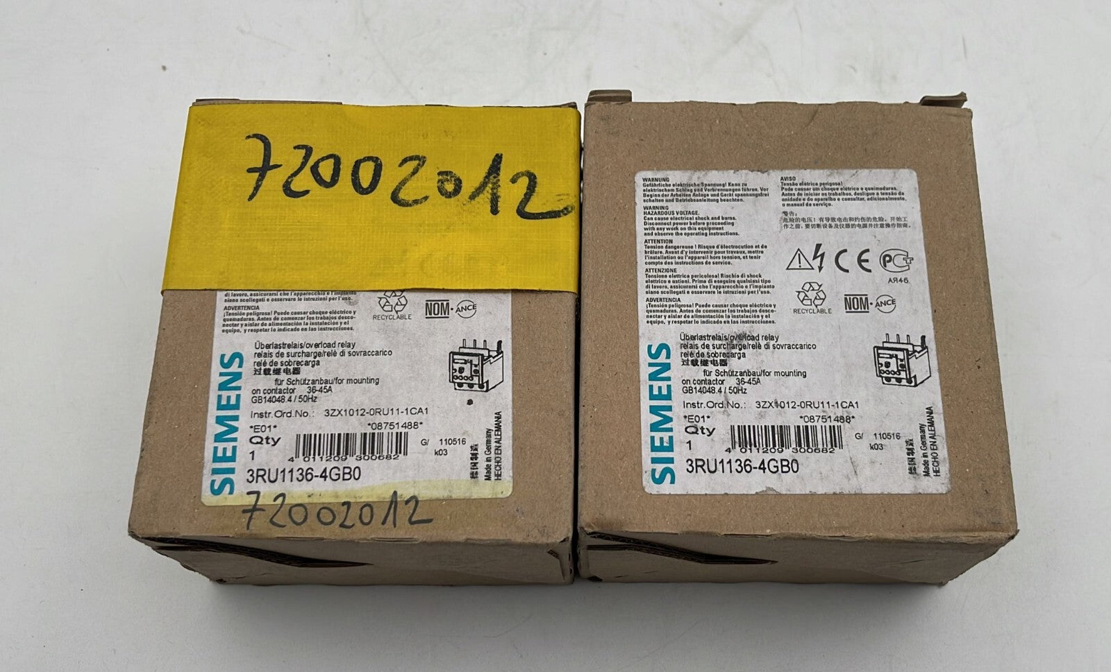 [LOT OF 2] NEW** Siemens 3RU1136-4GB0 Overload relay 46-45A