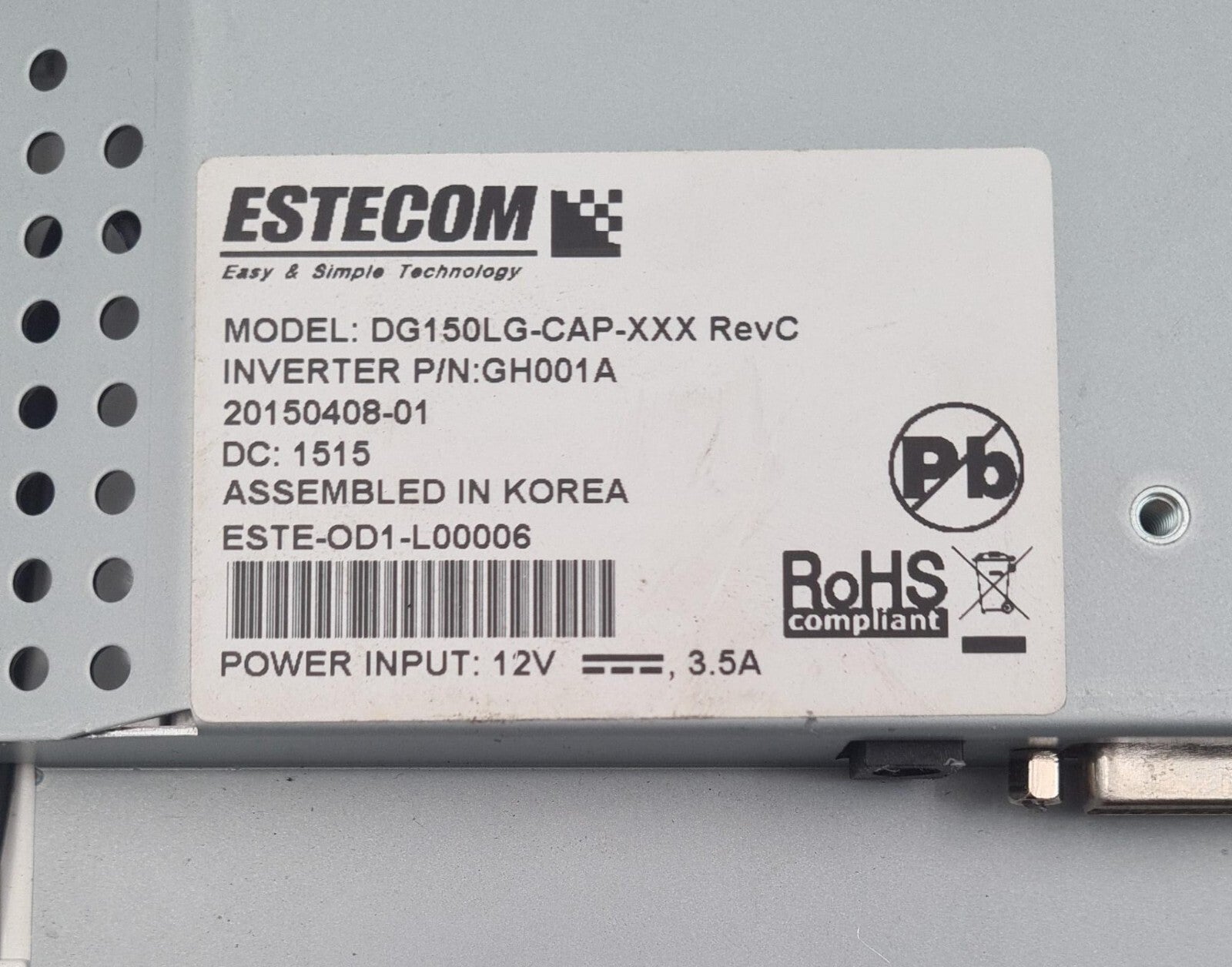 Estecom 15" Touch Screen Dispaly Monitor DG150LG-CAP-XXX Open Frame