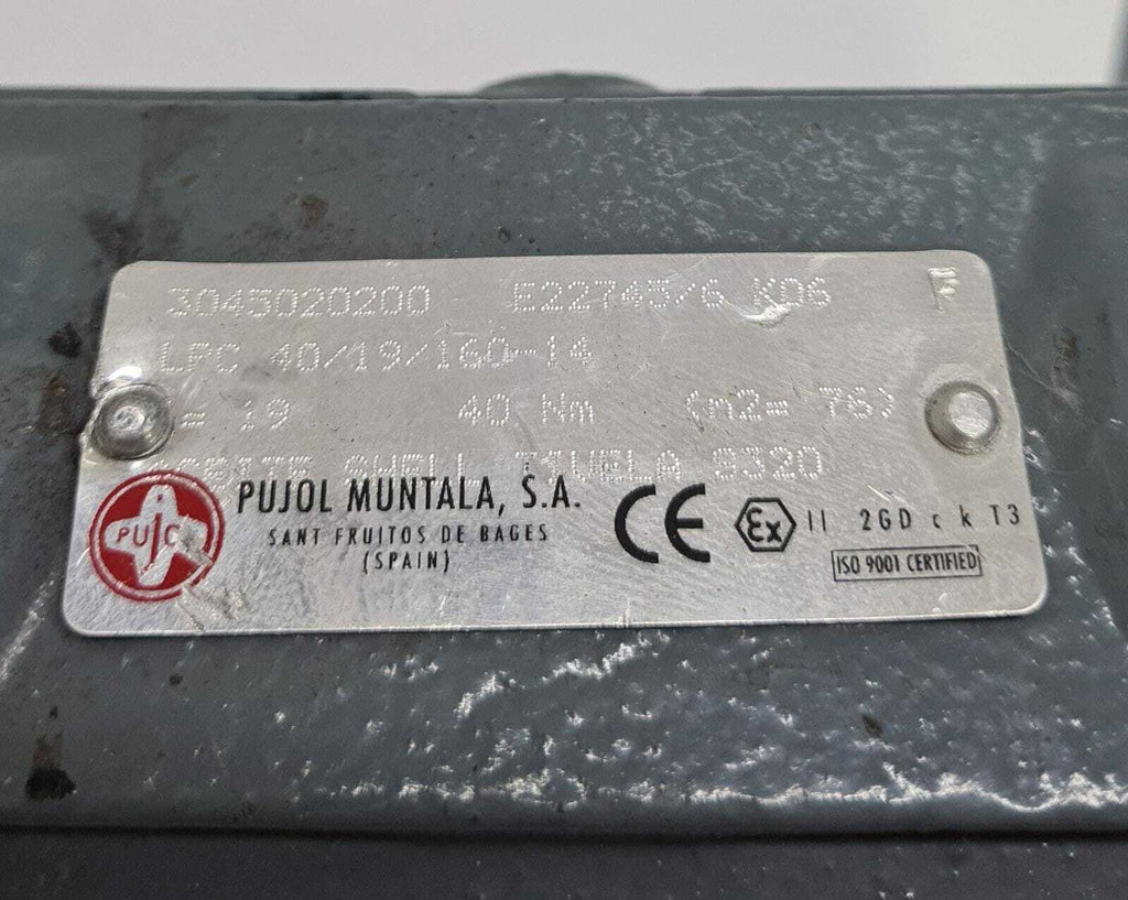 Pujol Muntala 3045020200 Gear Reducer E22745/6 40 Nm LPC 40/19/160-14