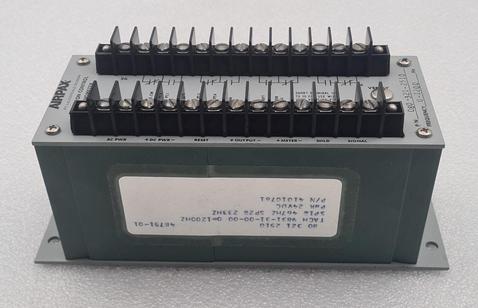 AIRPAX Precision Control Tachometer 080-321-2510 9831-31 0-1200Hz
