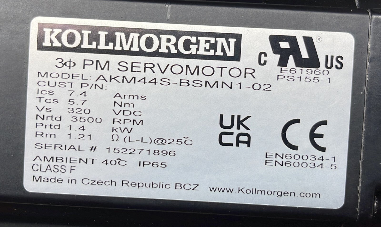 NEW - Kollmorgen AKM44S-BSMN1-02 PM SERVO MOTOR