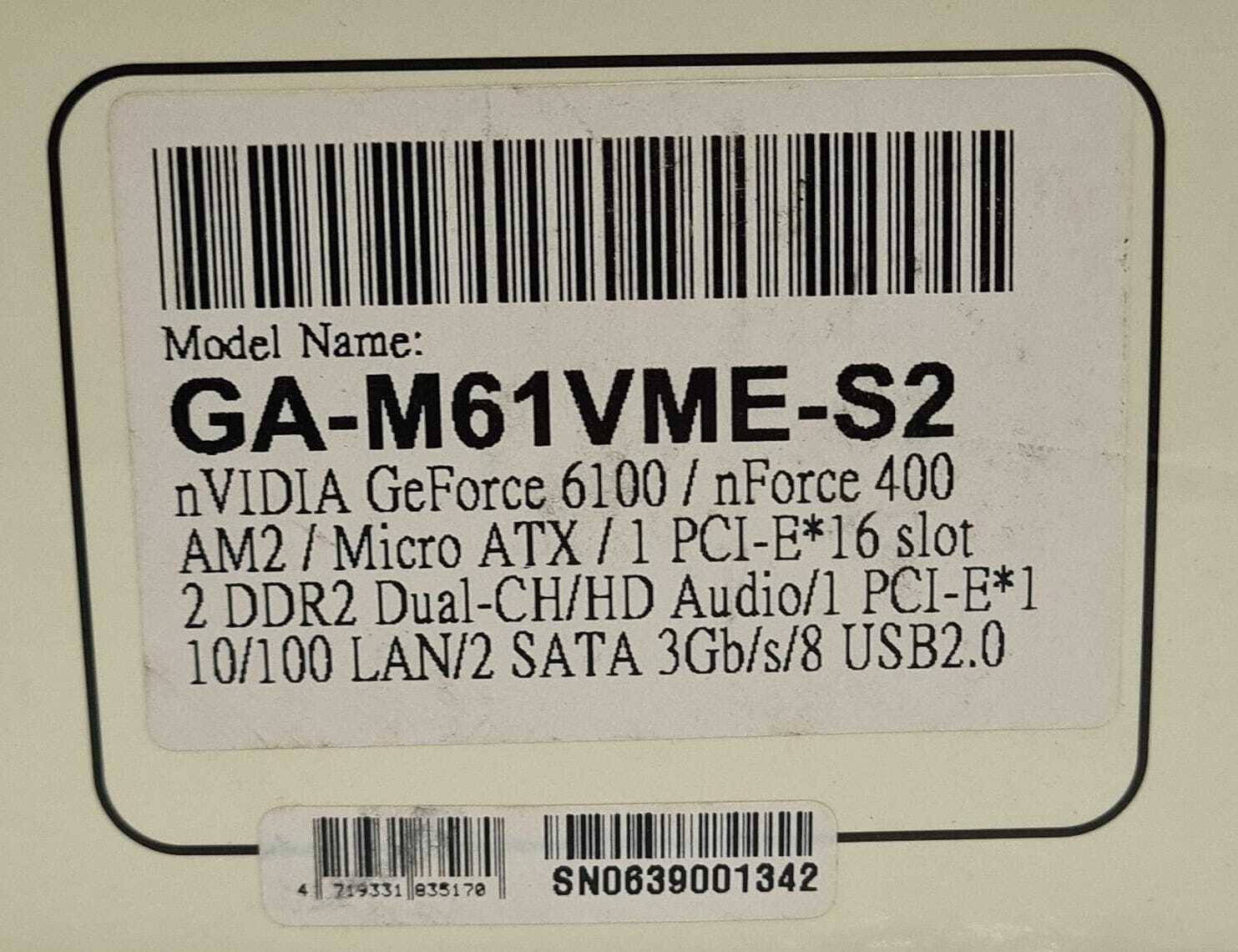 NEW BOX - Gigabyte Technology GA-M61VME-S2 AMD Socket AM2 Motherboard