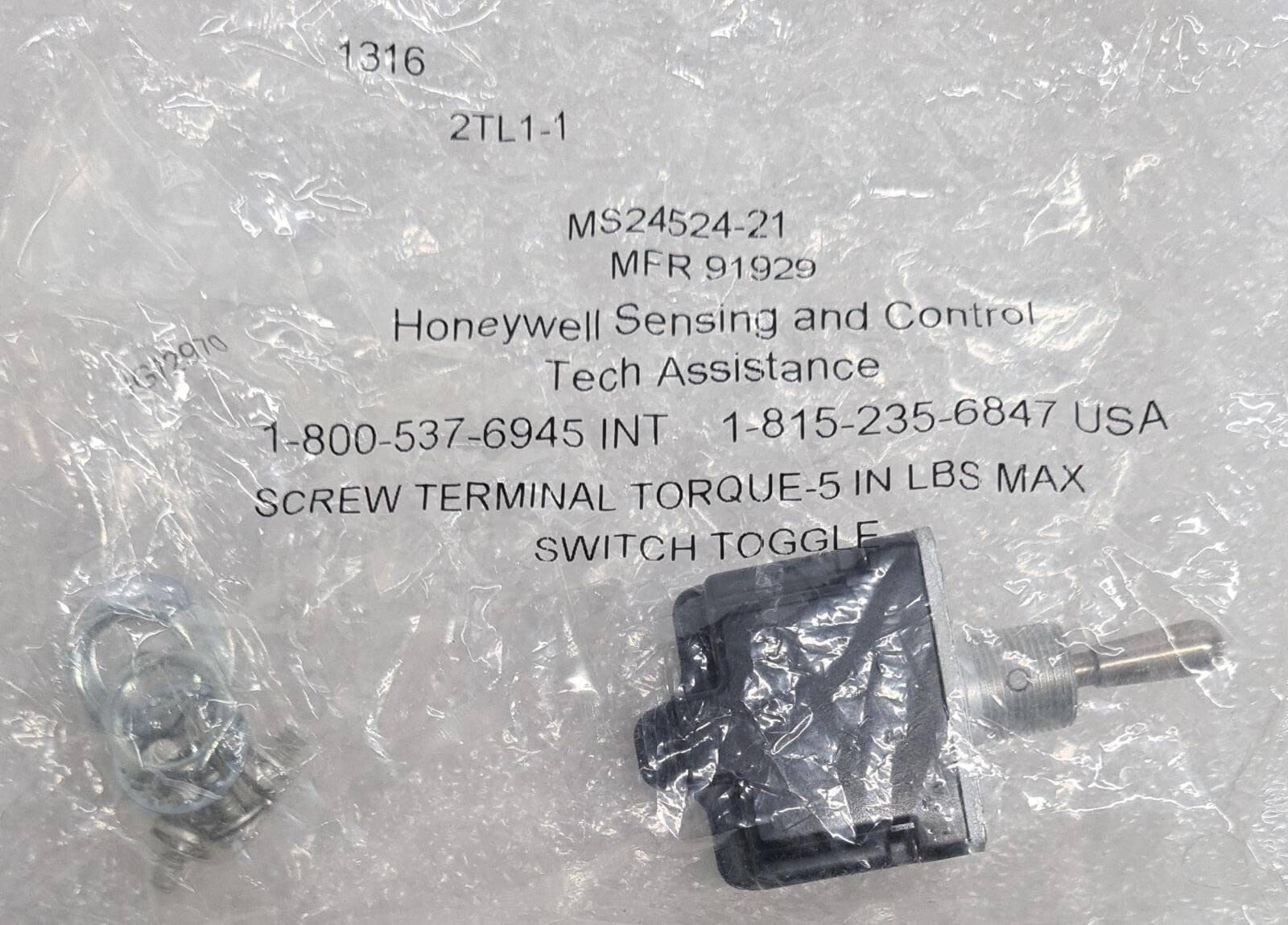 [LOT OF 2] NEW SEALED - Honeywell Switch Toggle MS24524-21 MFR 91929  3-Position