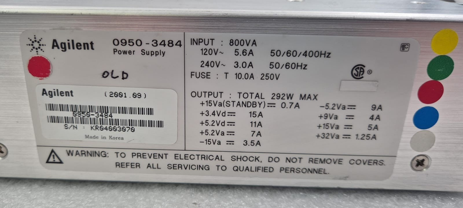 Agilent Keysight 0950-3484 Power Supply **AS-IS**