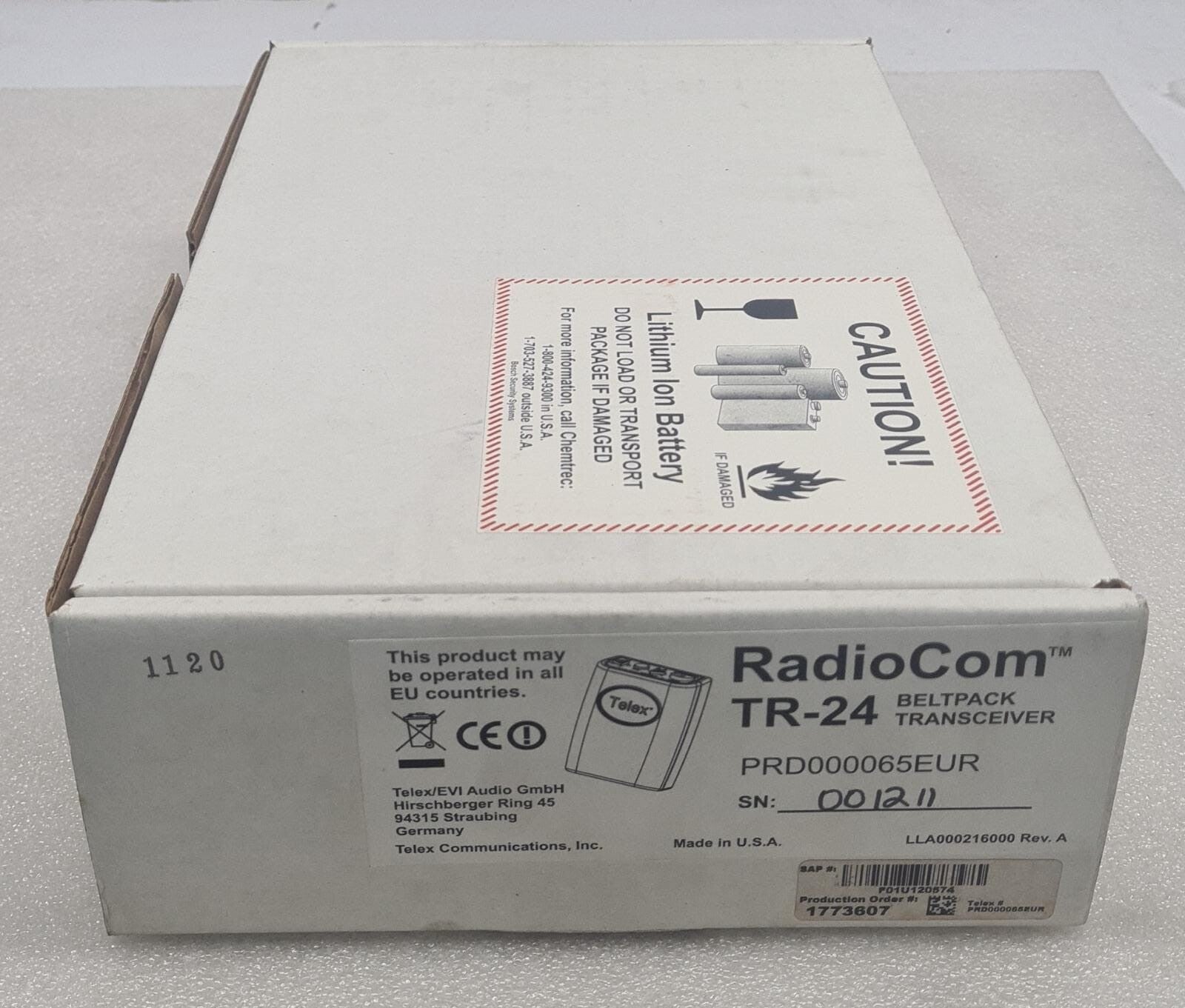 NEW - TELEX Radiocom TR-24 PRD000065EUR BELTPACK TRANSCEIVER WIRELESS INTERCOM