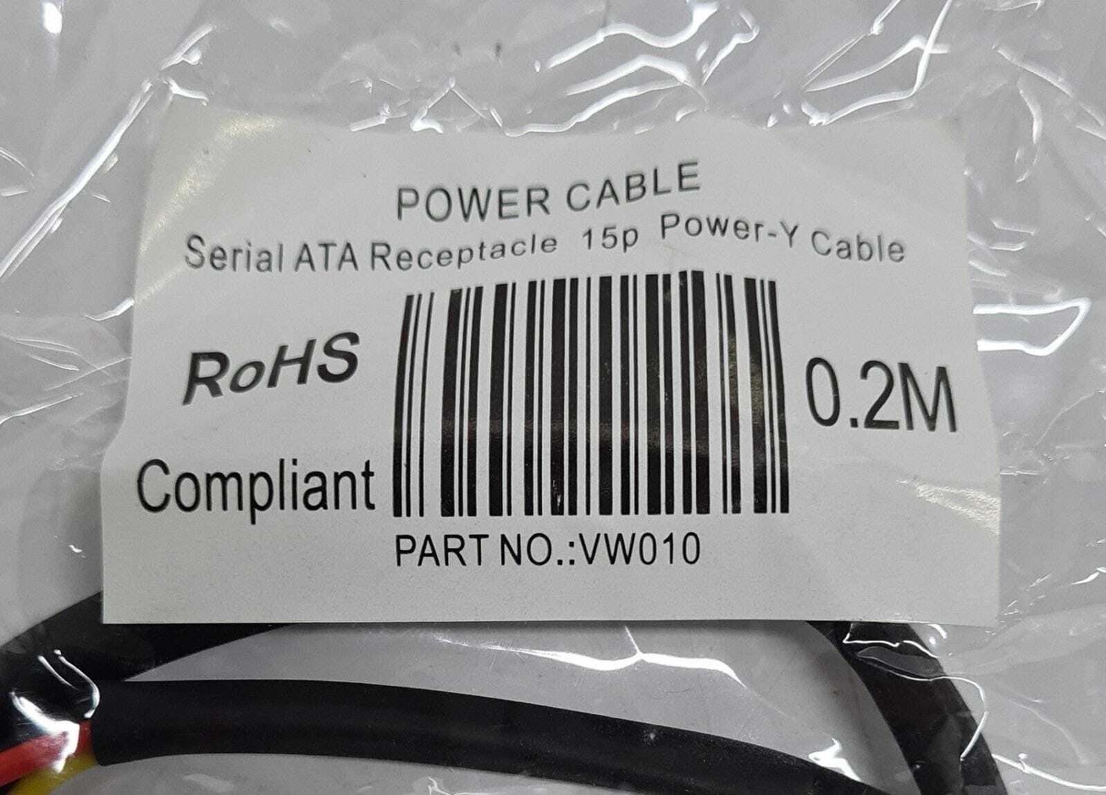 [LOT OF 19] Viewcon Power Cable Serial ATA Receptacle 15p Y Cable 0.2M VW010