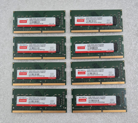 Lot of 8 Innodisk 4GB DDR4 2400 SO-DIMM memory modules M4SS-4GSSNC0J-EB023