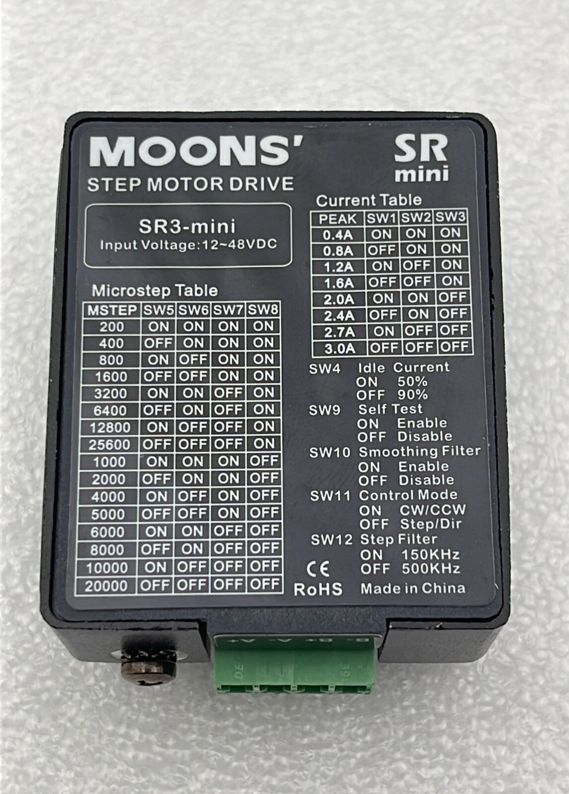 MOONS' SR3-mini Step Motor Drive 12~14VDC SR mini