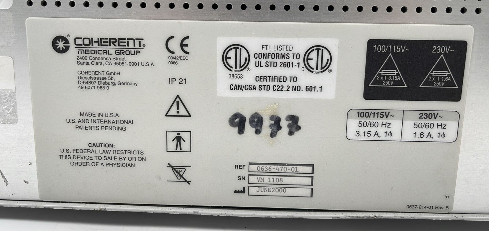 Coherent Medical Group 0636-470-01 **AS IS**