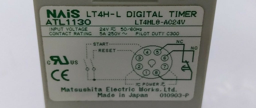 [LOT OF 2] NAIS LT4H-L DIGITAL TIMER ATL1130 LT4HL8-AC24V