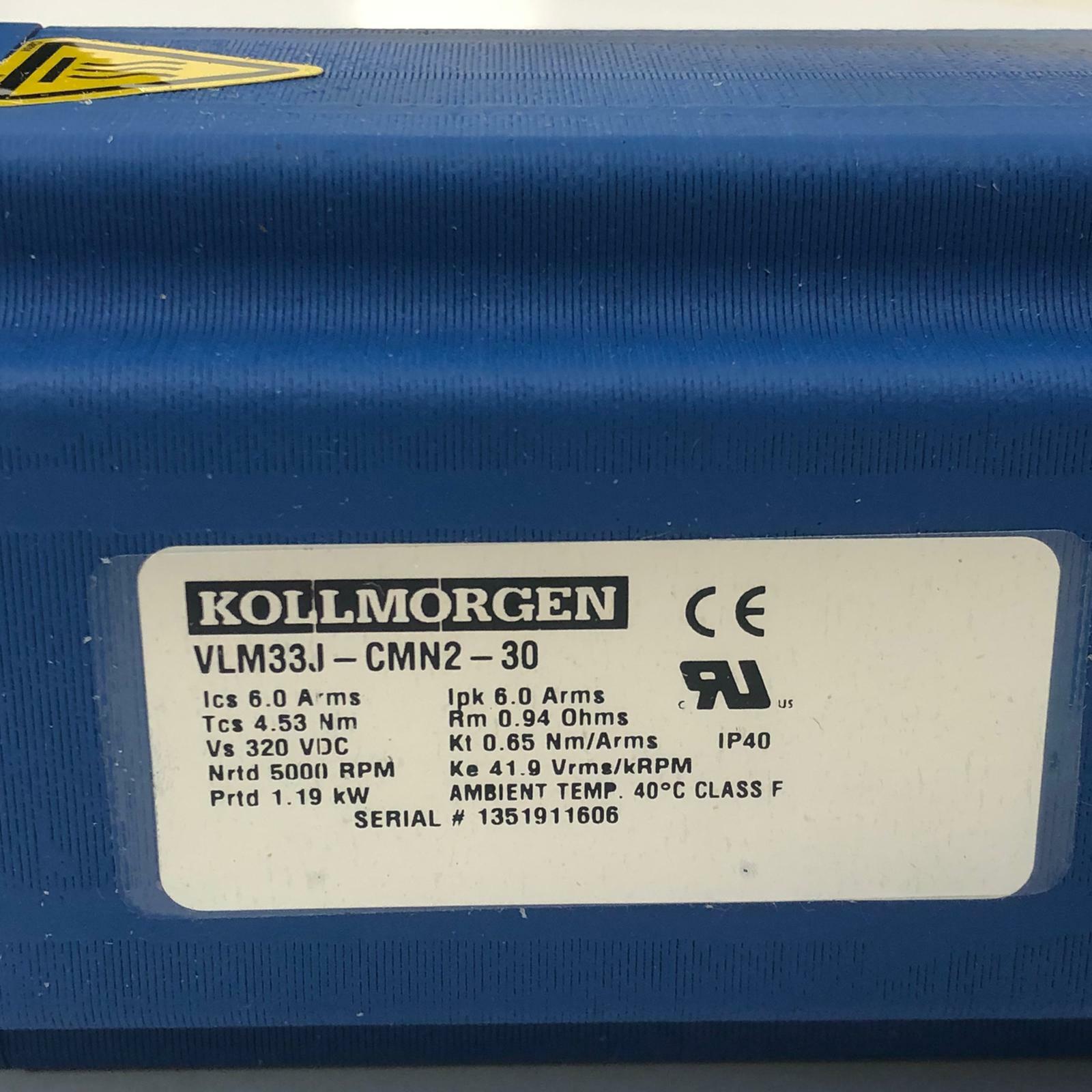 Kollmorgen Brushless Servo Motor VLM33J-CMN2-30 1.9kW 5000Rpm