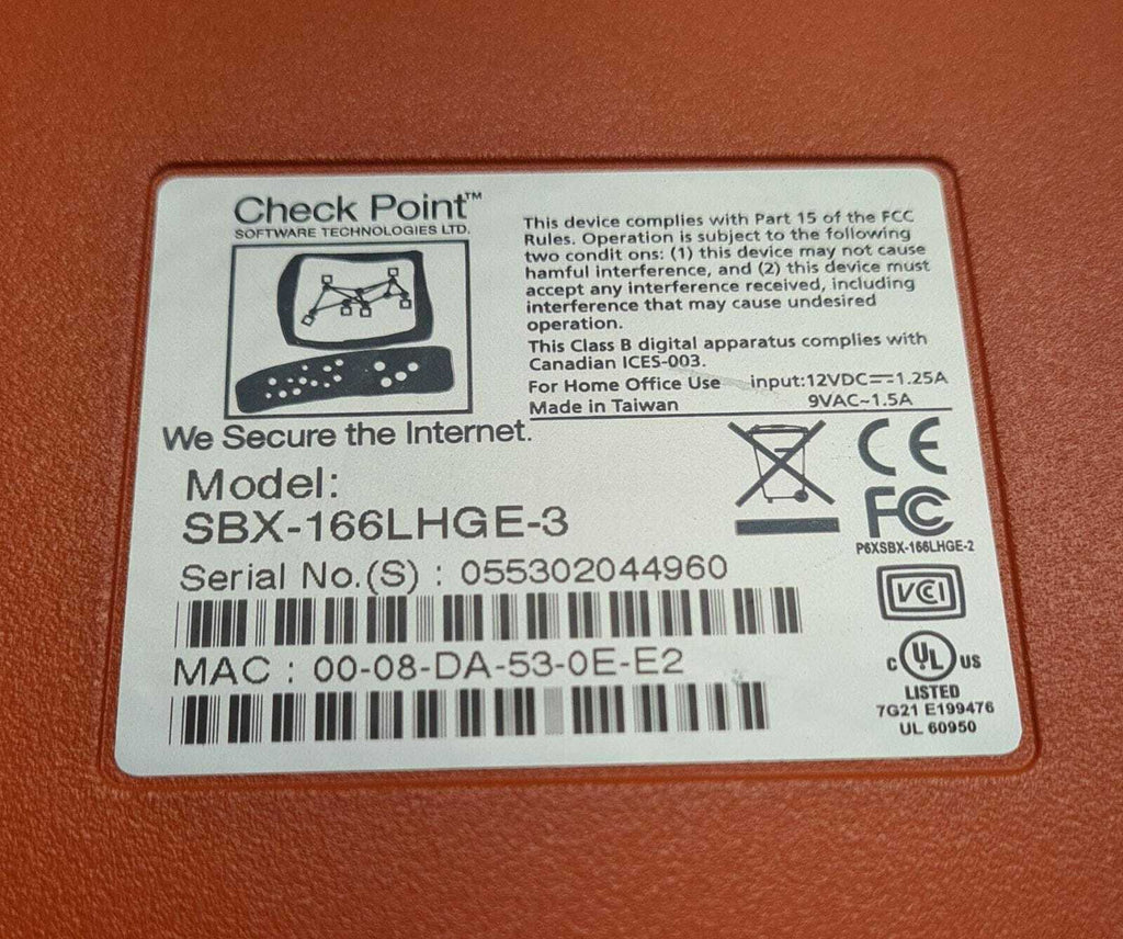 Check Point Safe@Office 500 Series Firewall Router Security SBX-166LHGE VPN