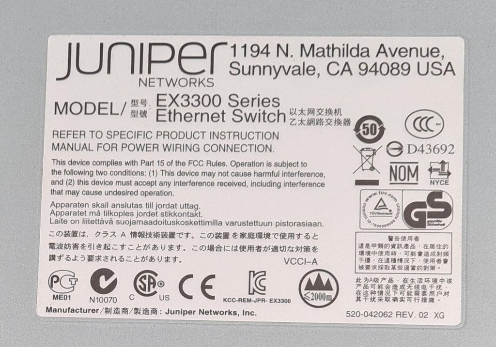 Juniper Networks EX3300 Series Ethernet Switch EX3300-24T 24-Port Gigabit BASE-T