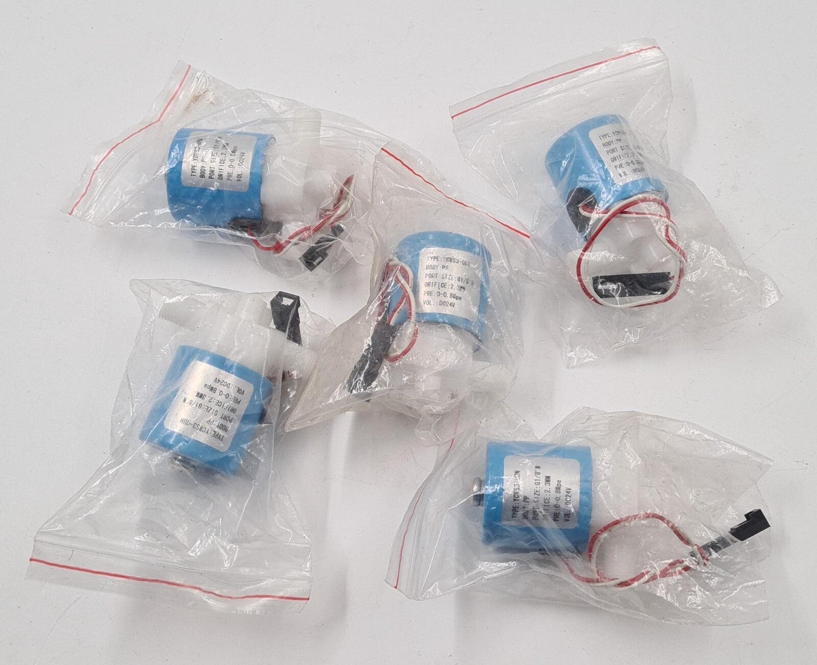 [LOT OF 5] YCWS3-GBN PP G1/8' 2.3MM 0-0.8MPA DC24V Water Inlet Solenoid Valve