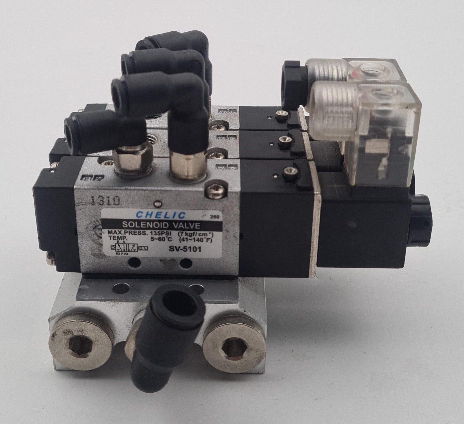 [LOT OF 3] CHELIC SV-5101 AC220V DC24V Solenoid Valve 135PSI + MANIFOLD