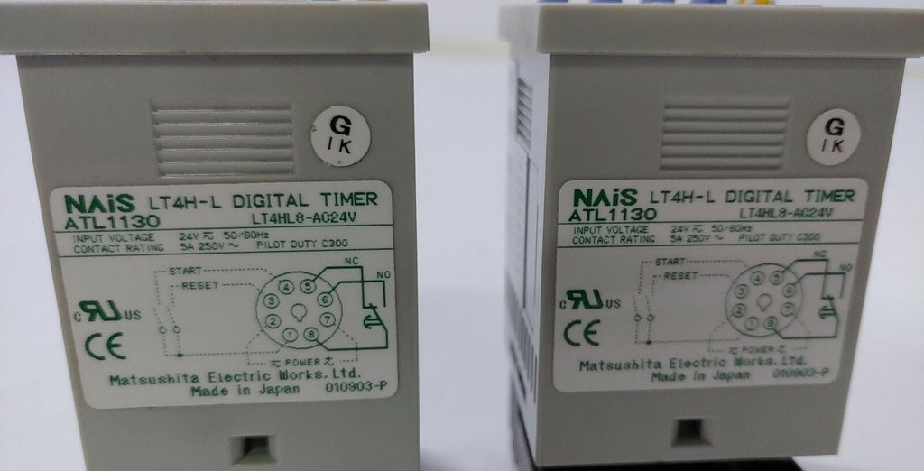 [LOT OF 2] NAIS LT4H-L DIGITAL TIMER ATL1130 LT4HL8-AC24V